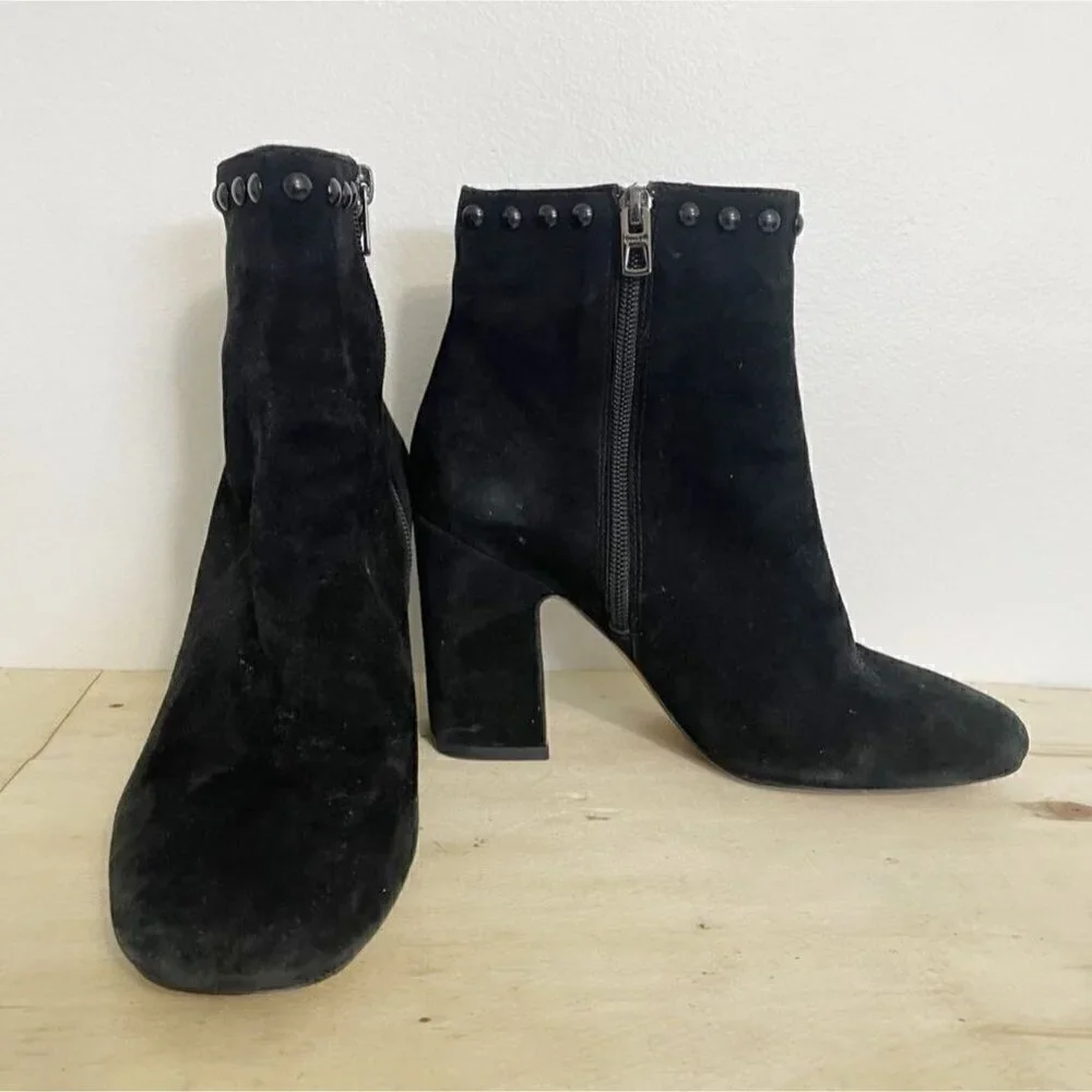 Coach Size 7.5 Boots Block Heel Black Studded
